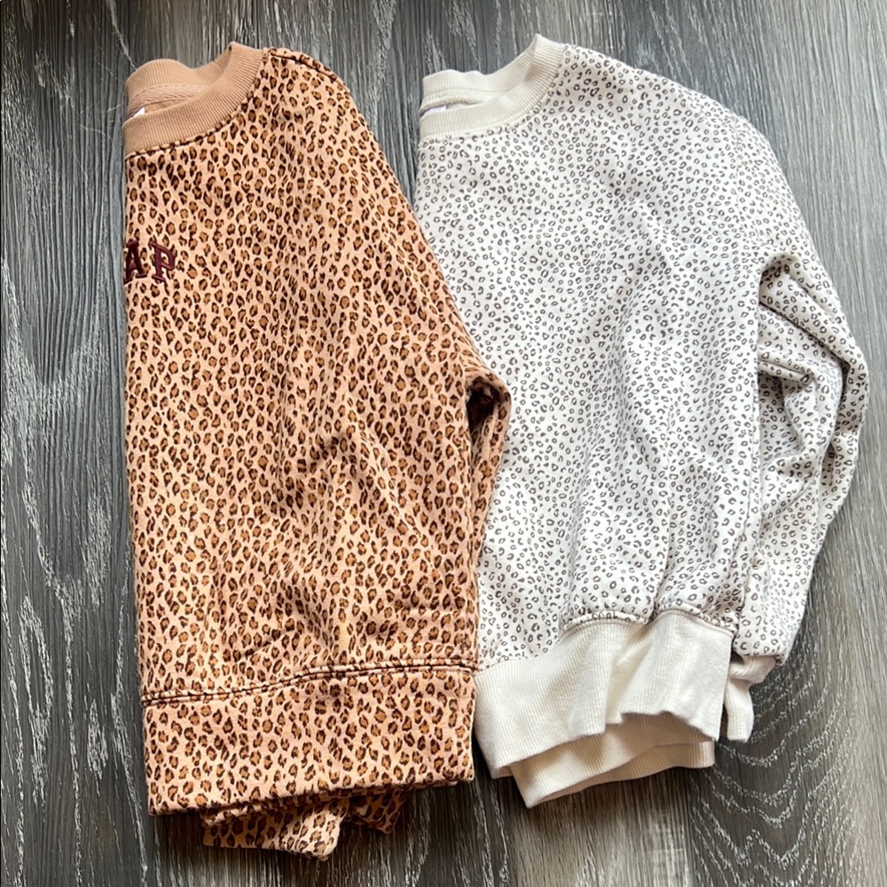 2/ GAP Kids & Carters Leopard Print Sweatshirts - Brown and White